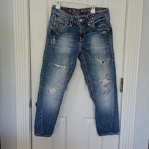 Rock Revival Distressed Lydia Slim Boyfriend Jeans pants size 26 - Picture 4 of 6